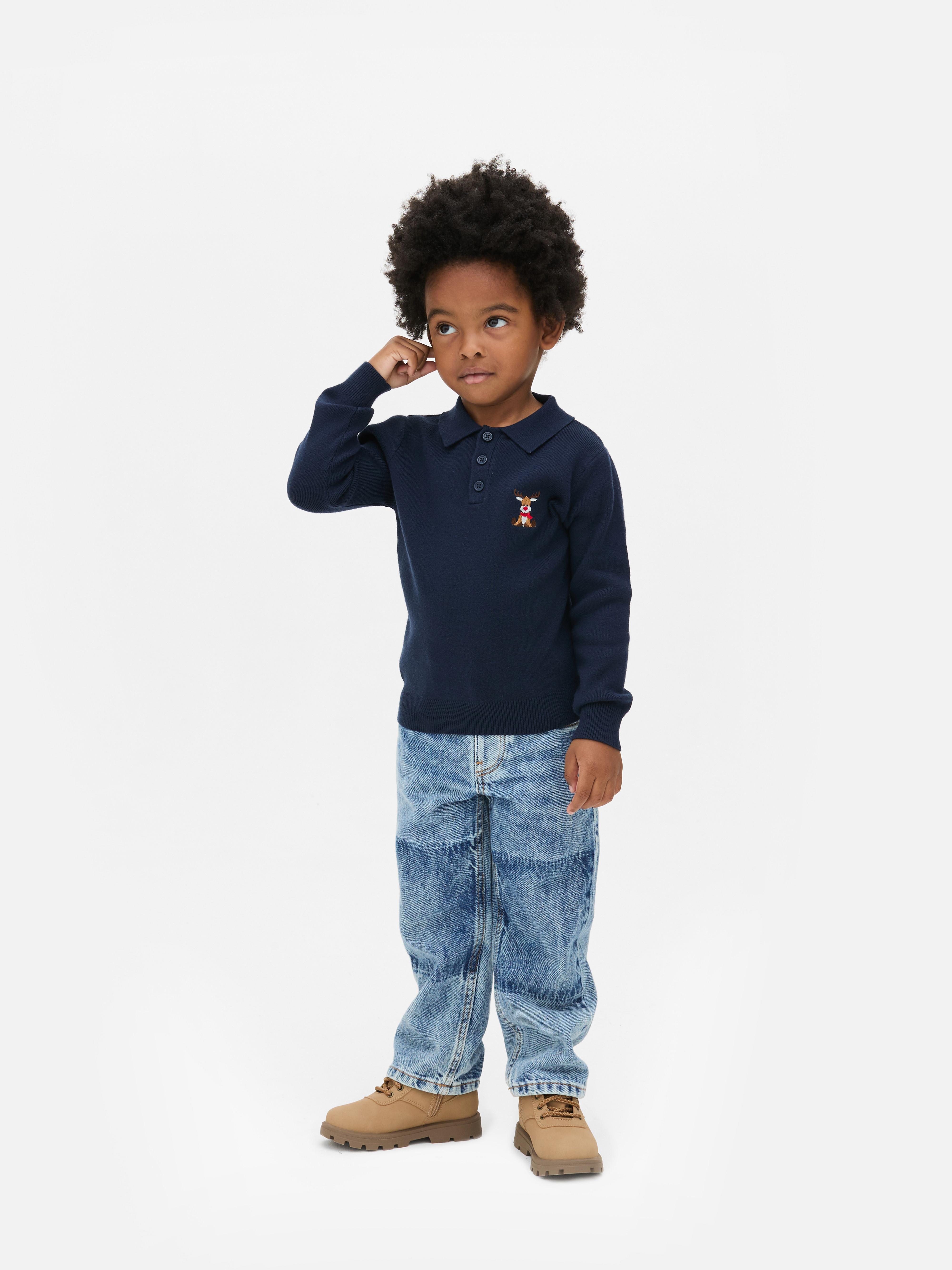 1.5-8yrs | Christmas Reindeer Polo Sweater