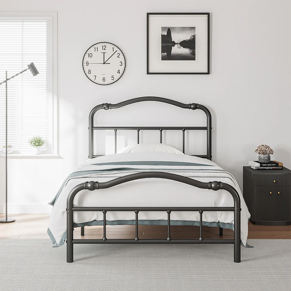14 In High Heavy Duty Metal Bed Frame with Vintage Style, Supports Up To 2500lbs, Easy Assembly and No Squeak