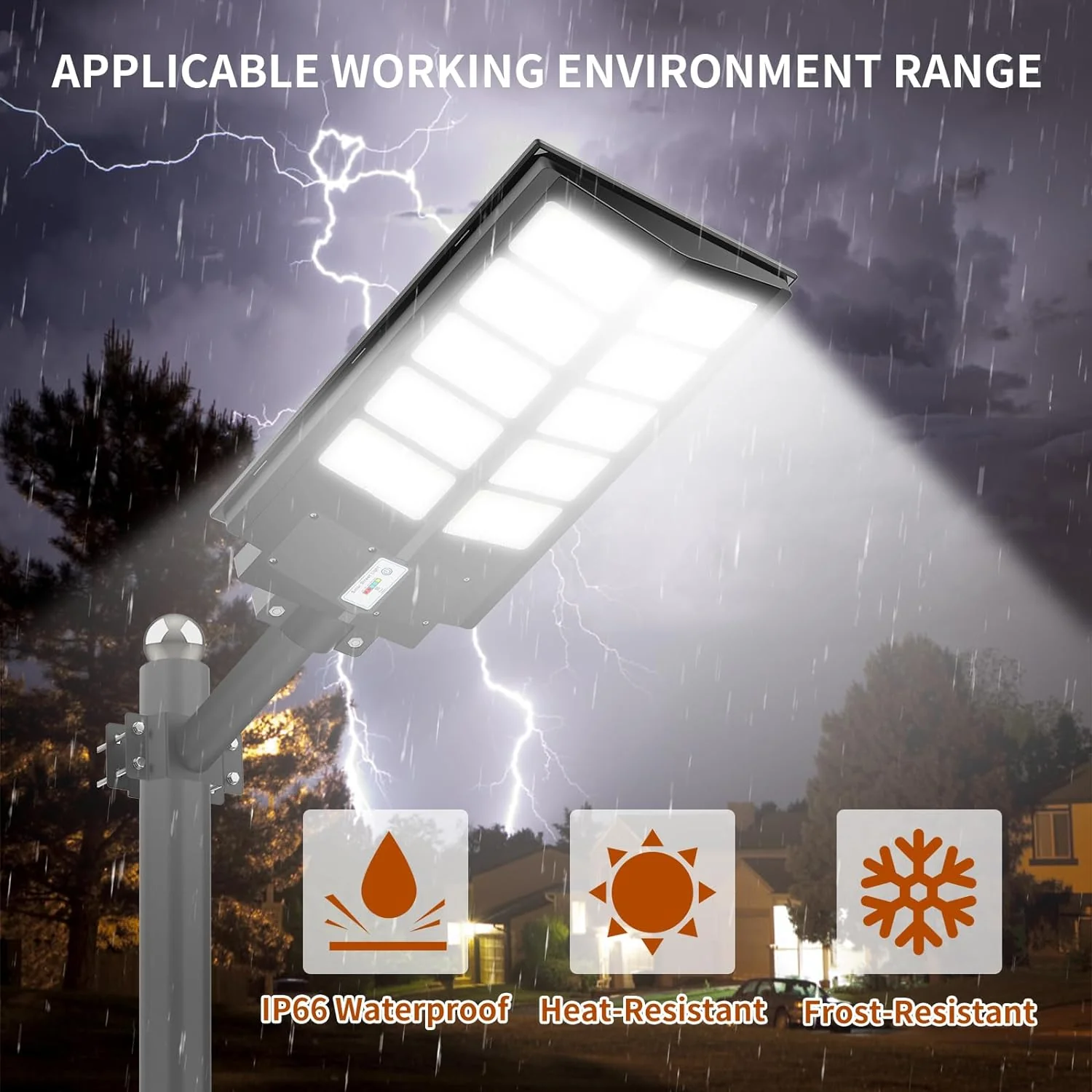 Solar Street Lights Outdoor - 1800W Parking Lot Lights, 150000 Lumens Dusk to Dawn Motion Sensor IP66 Waterproof Commercial Grade, 2 Pack, Black, BC1802(3200W*2PACK)