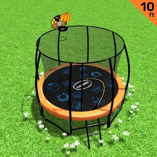 NNEDPE Kahuna Pro 10ft Trampoline with Mat, Reversible Pad, Basketball Set