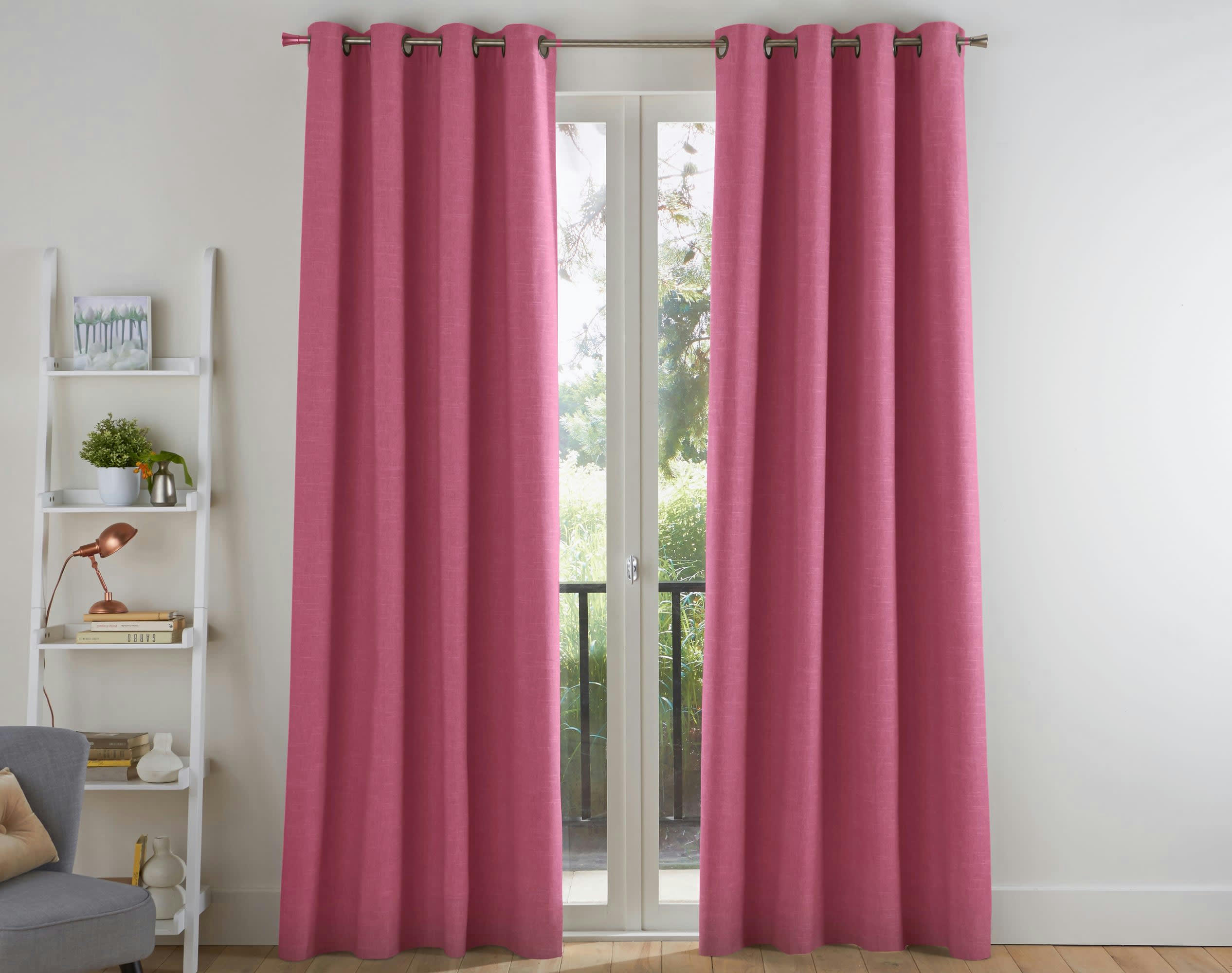 ALPS - Rideau à l'unité monté sur œillet 135x260 en coton rose
