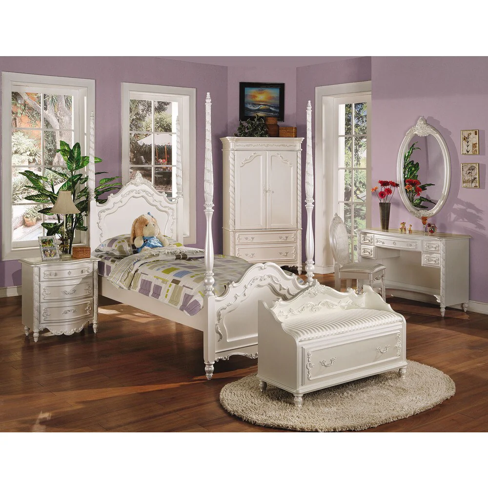 Acme Furniture Pearl Chair, Pearl White & Gold Brush Accent