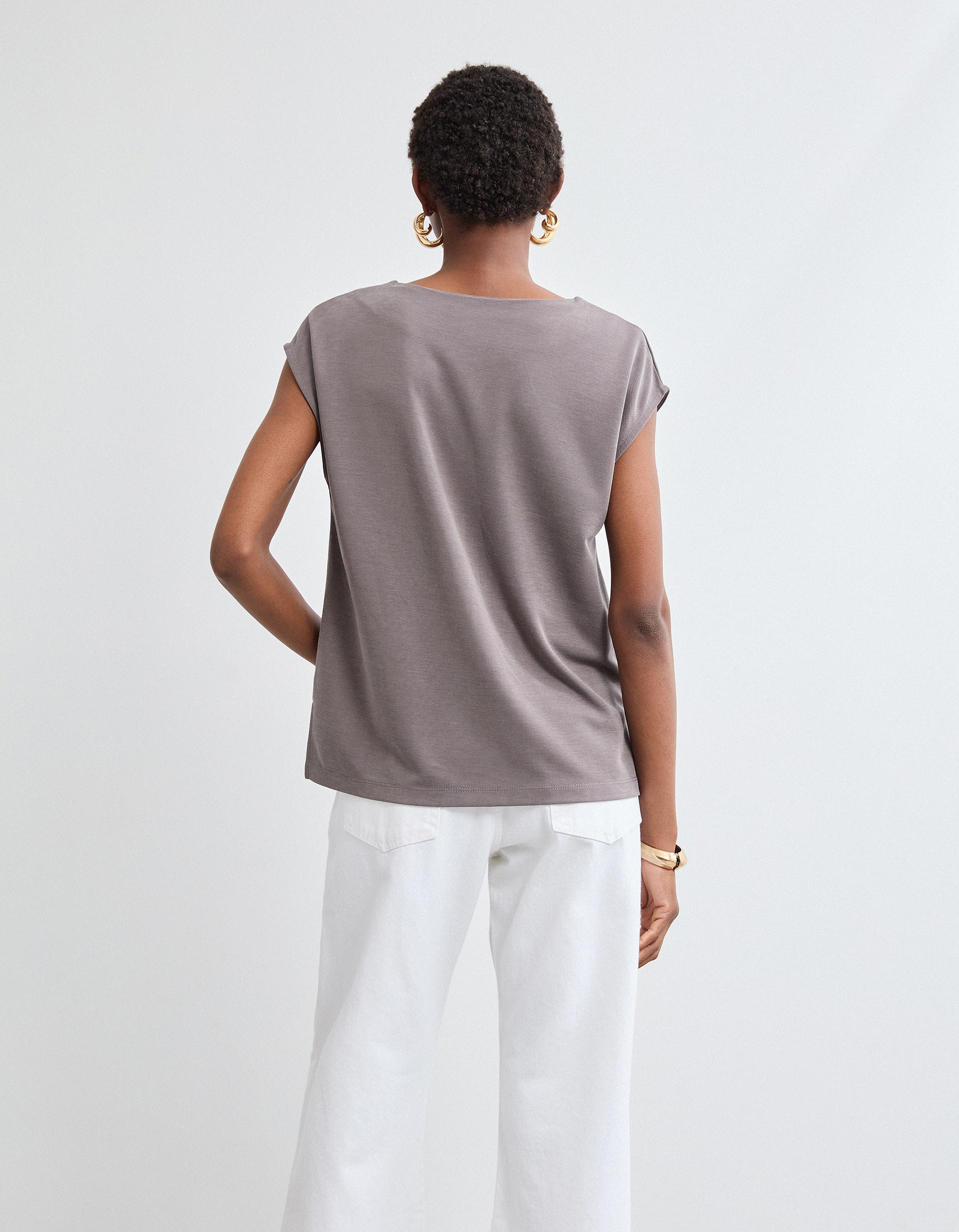 T-shirt, Mulher, Cinzento