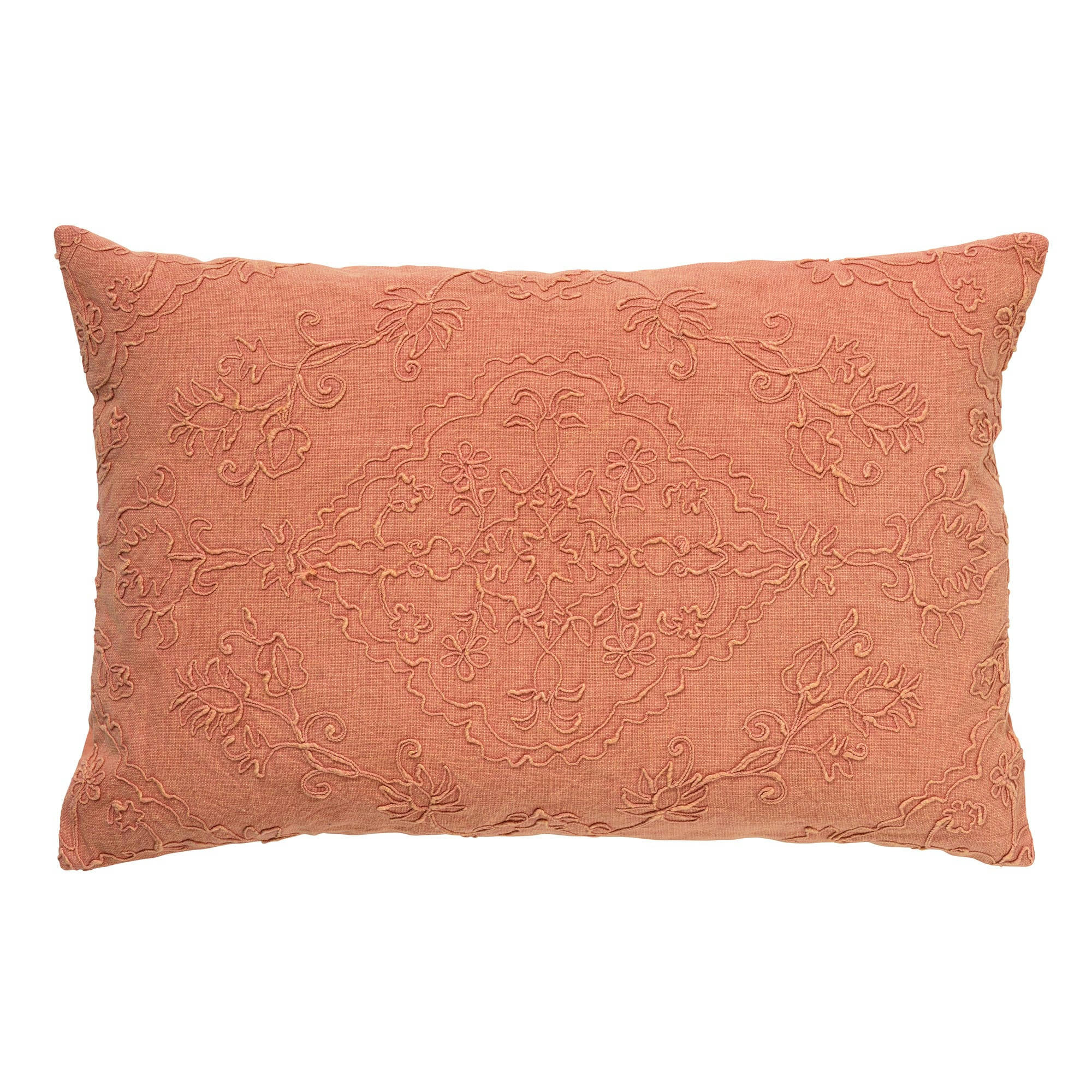 EVY - Coussin - rose en coton 40x60 cm avec motif fleuri