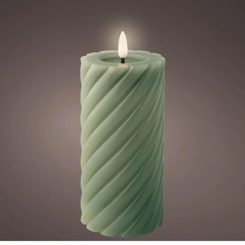 Lumineo Luxe LED kaars - groen - D7,5 x H17 cm - timer