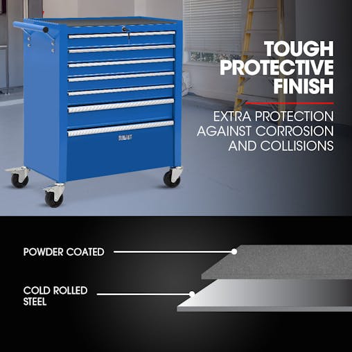 NNEMB 7 Drawer Tool Box Cabinet Trolley Storage, Toolbox Garage Organiser Set, Blue