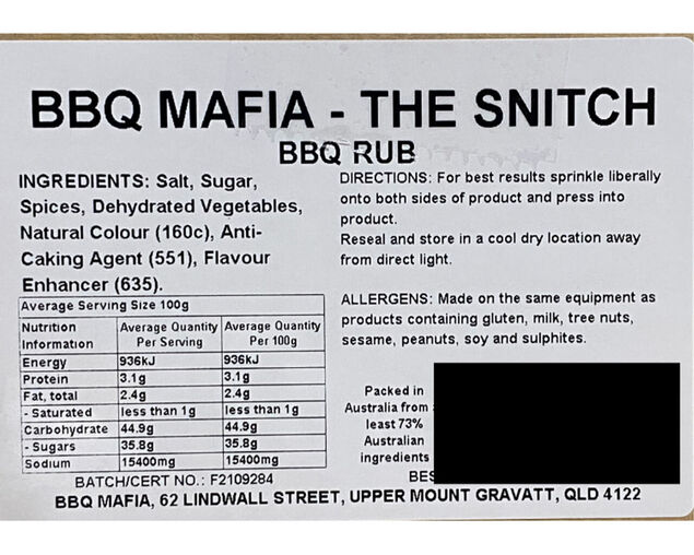 Barbecue Mafia The Snitch BBQ Rub 270g Shaker