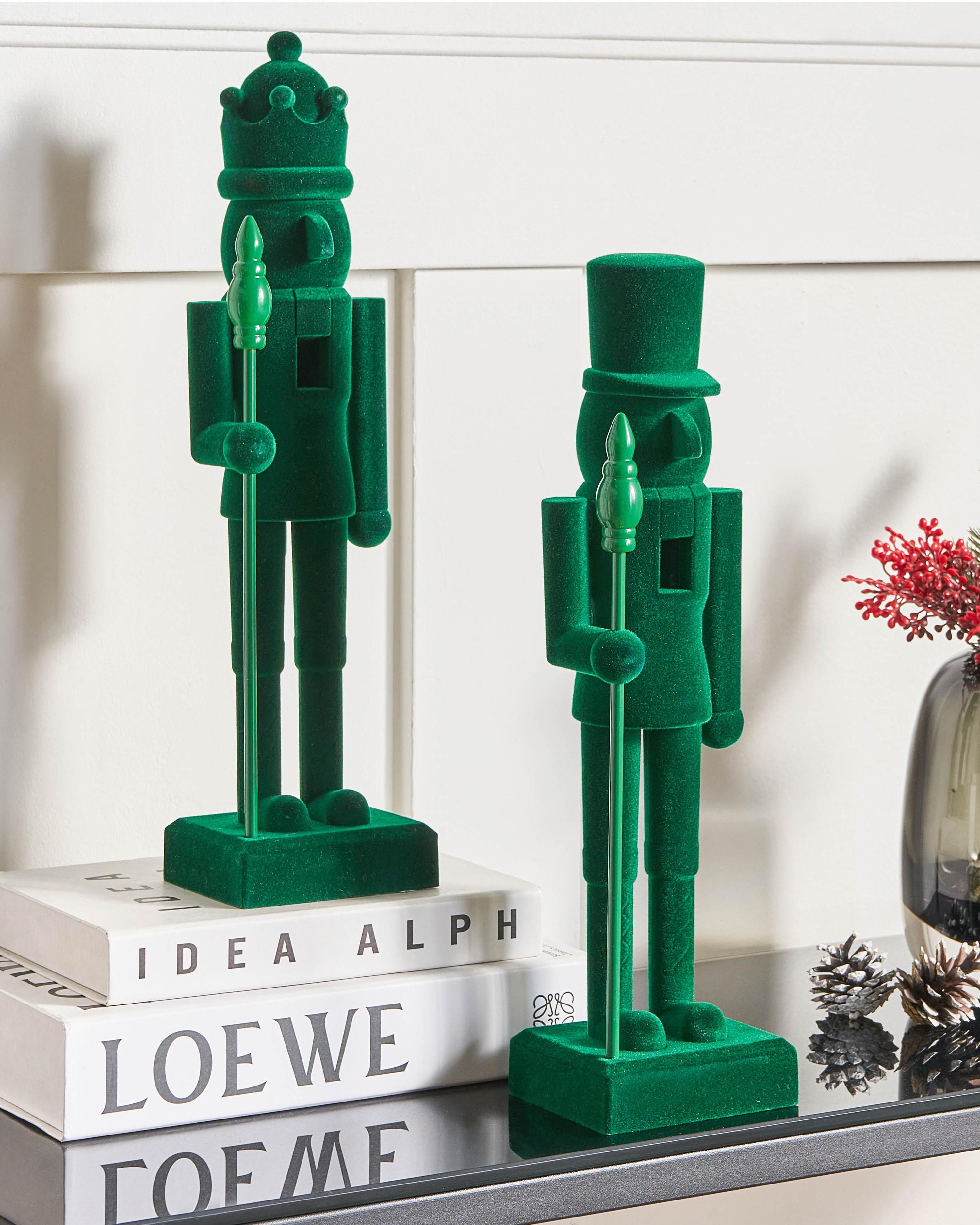 Set of 2 Figurines FLATEY Nutcracker 40 cm Green