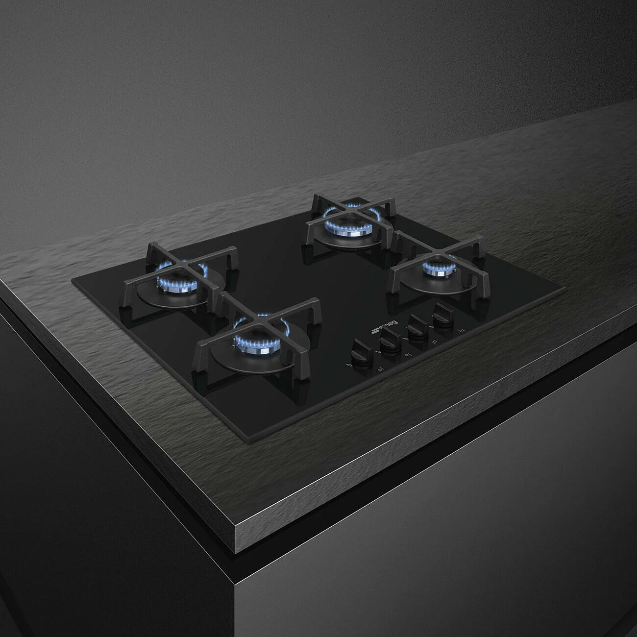 60cm Gas on Glass Hob Black