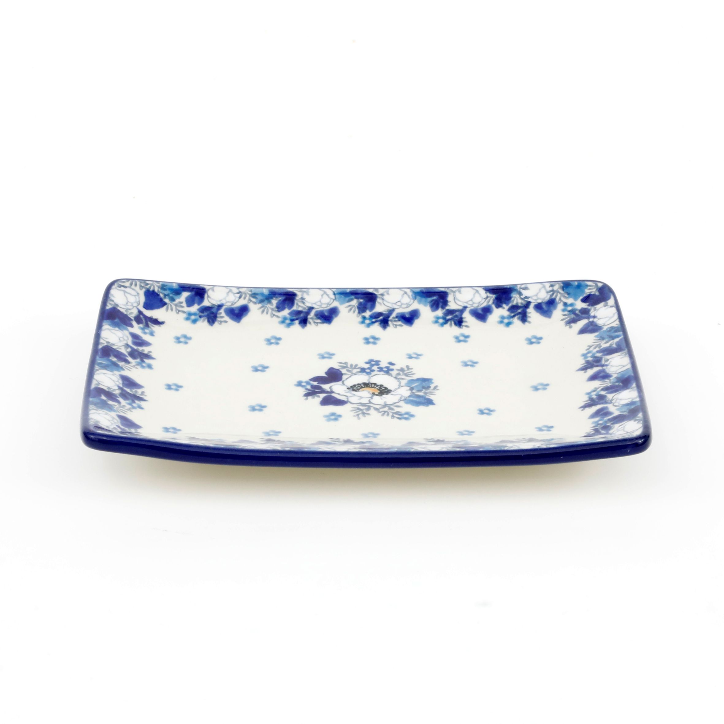 Tacka ceramiczna C27 18/12 cm 2222X Biało-niebieskie anemony
