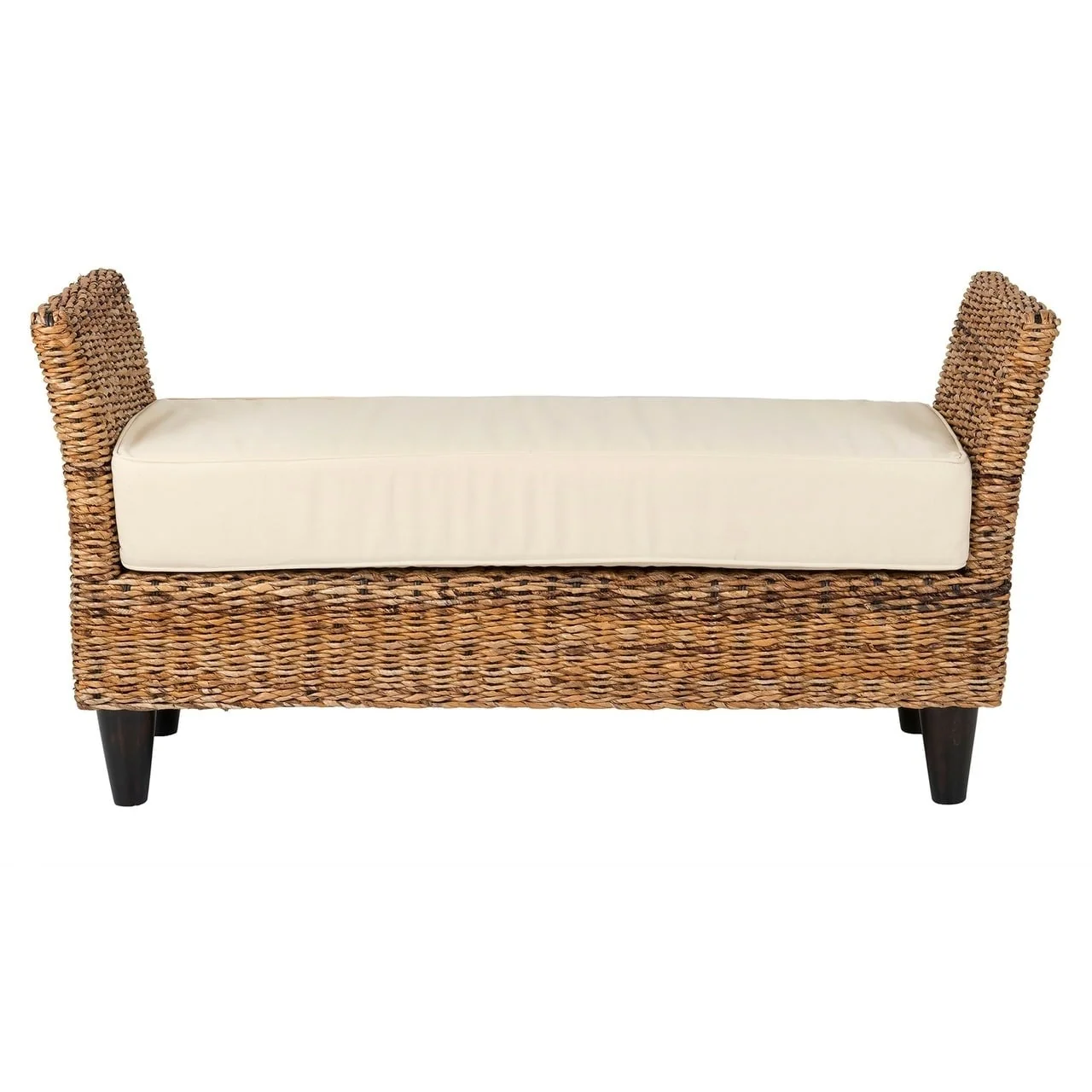 Woven Natural Abaca Bench With Cushion by East at Main