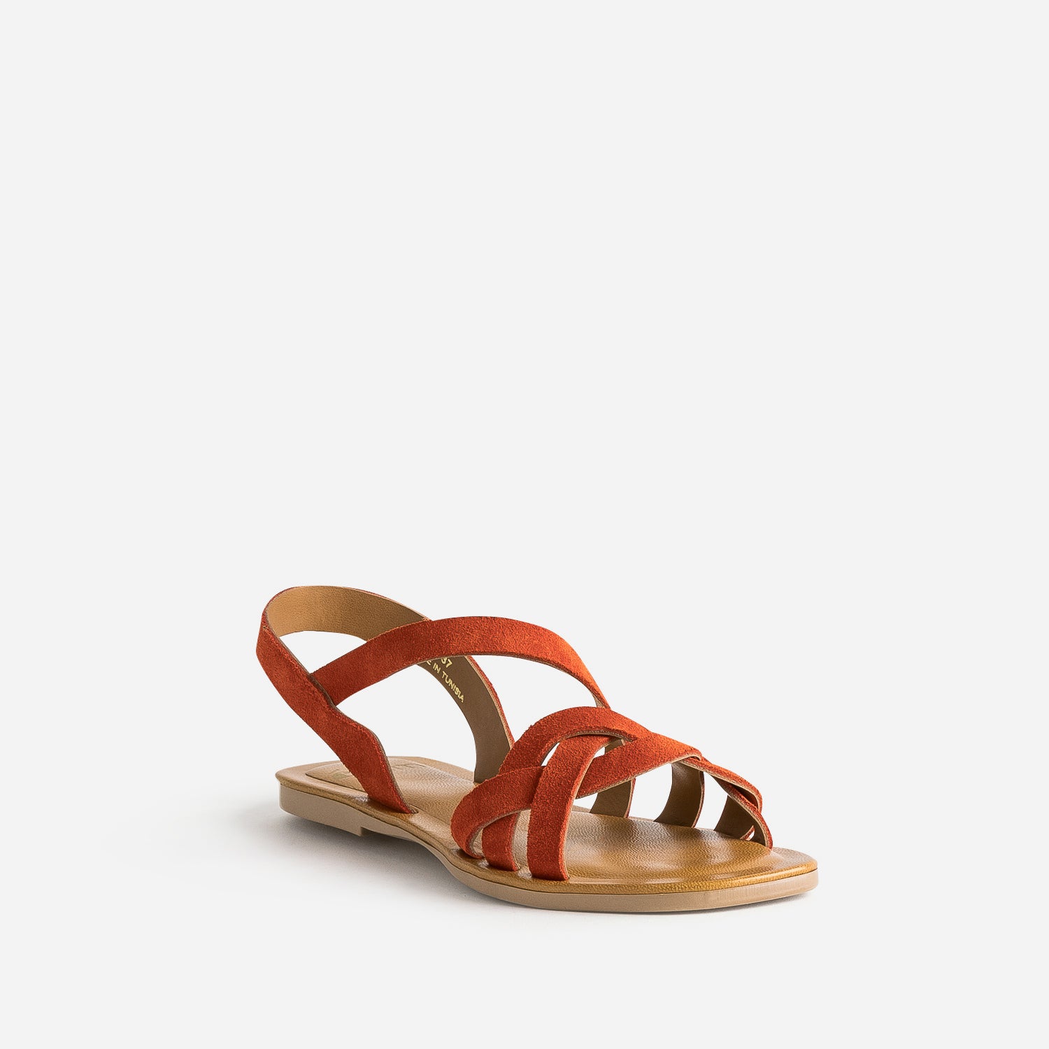 Sandale orange foncé en cuir velours
