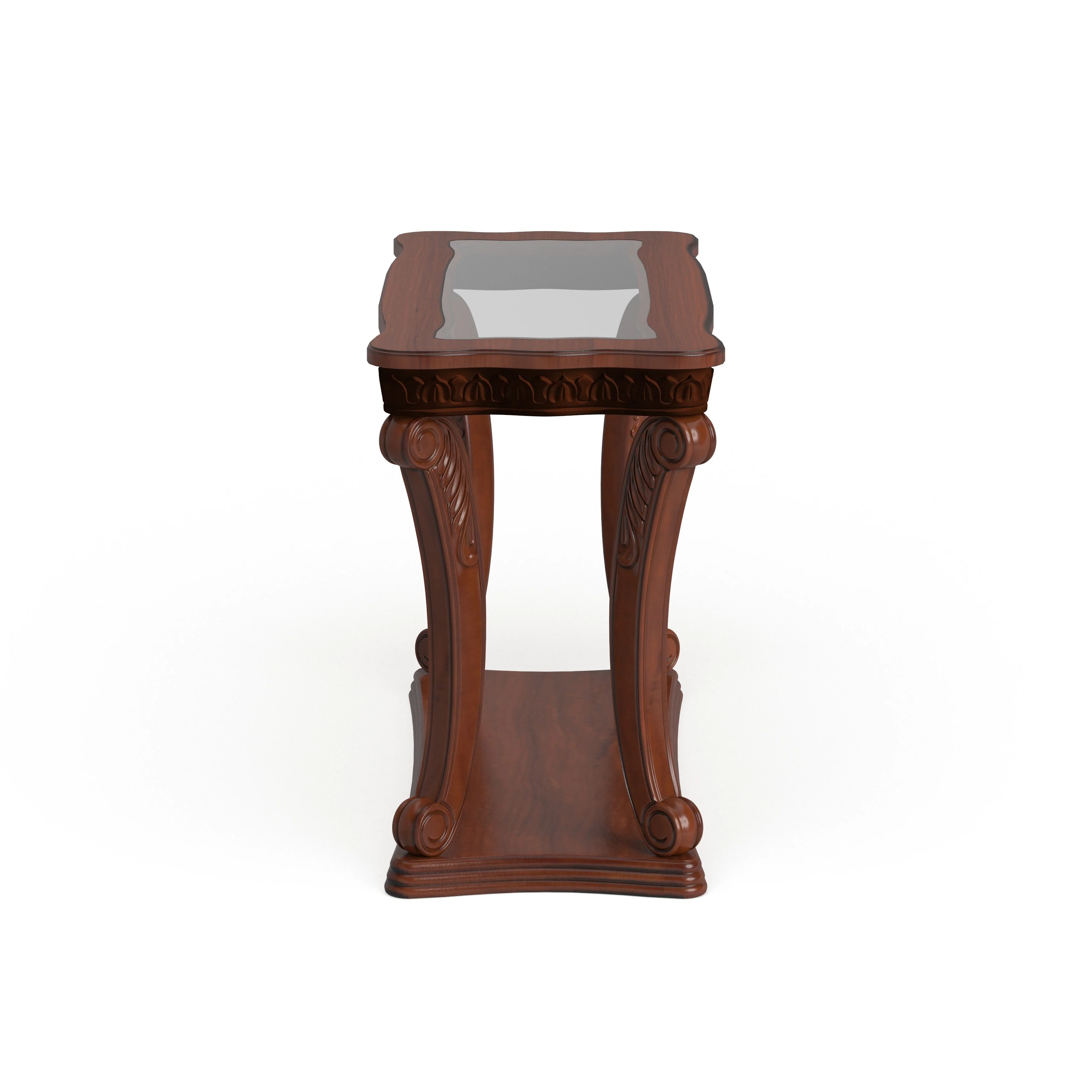 Derg Traditional Dark Oak 48-inch Glass Top Insert 1-Shelf Sofa Table by Furniture of America