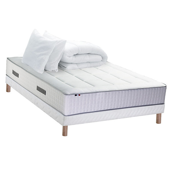 Pack ressort 7 zones mémoire forme sommier couette oreiller 160x200