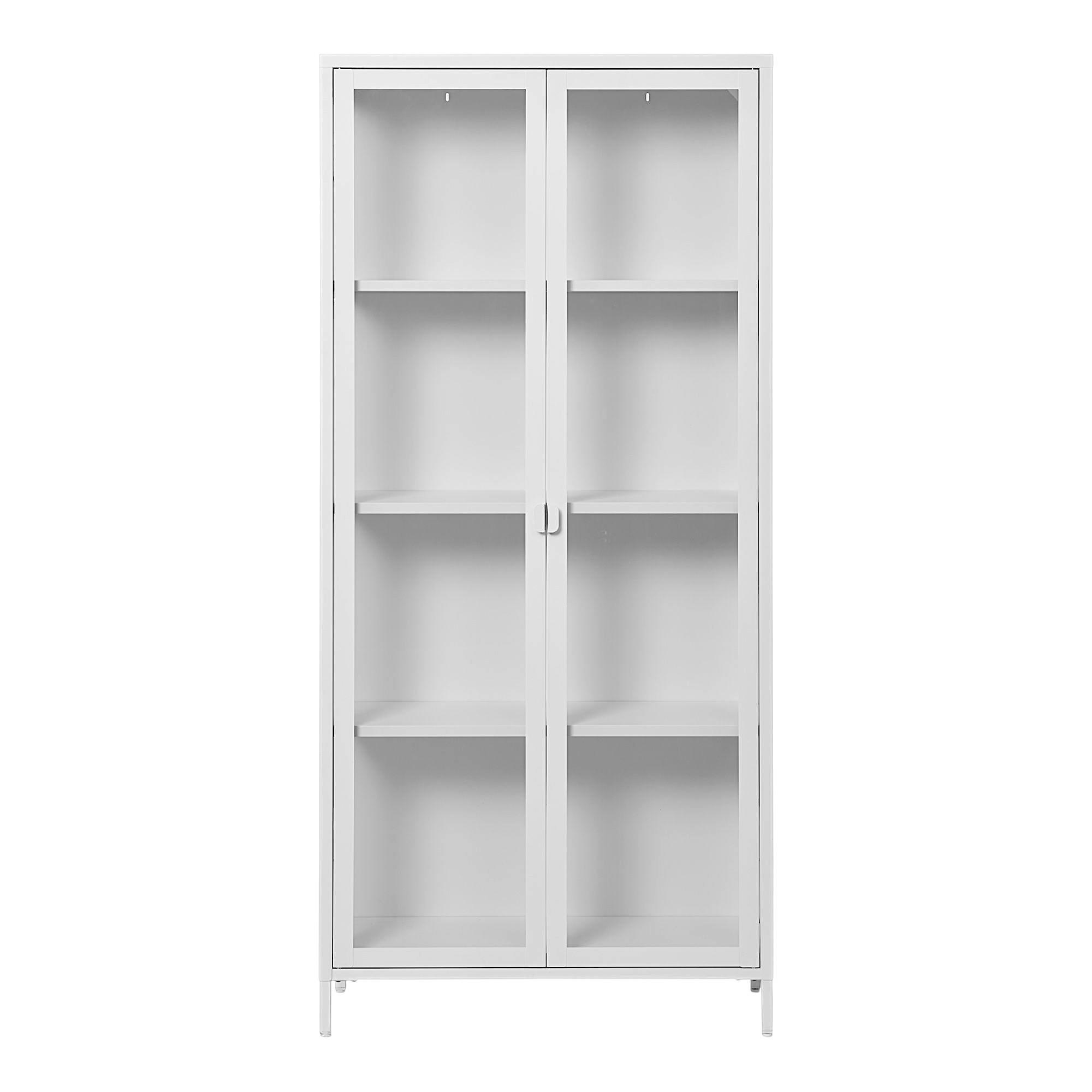 Vitrine blanche métal verre 2 portes 175 cm ODENSE