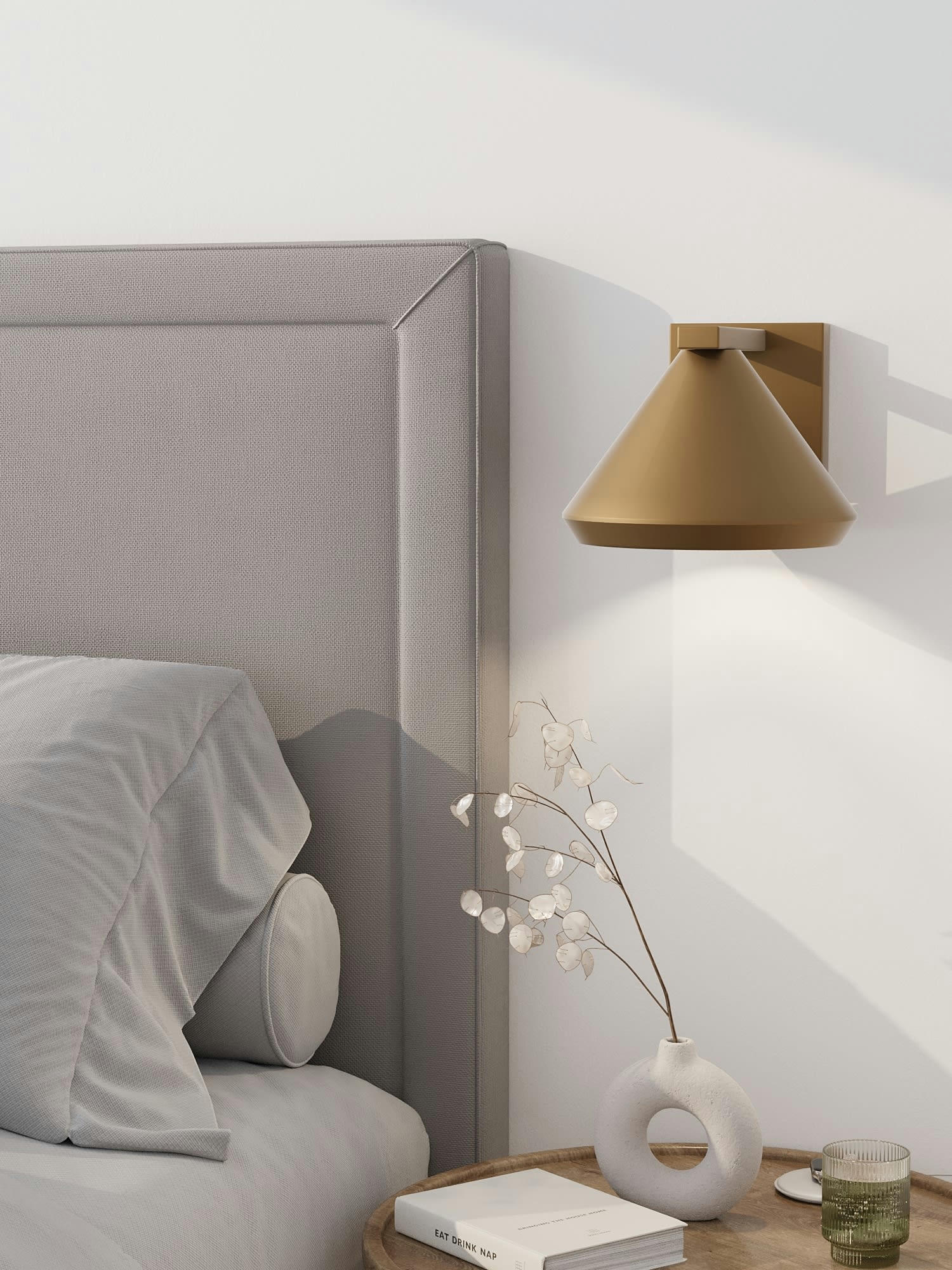 SPINOZA - Applique murale conique en métal doré