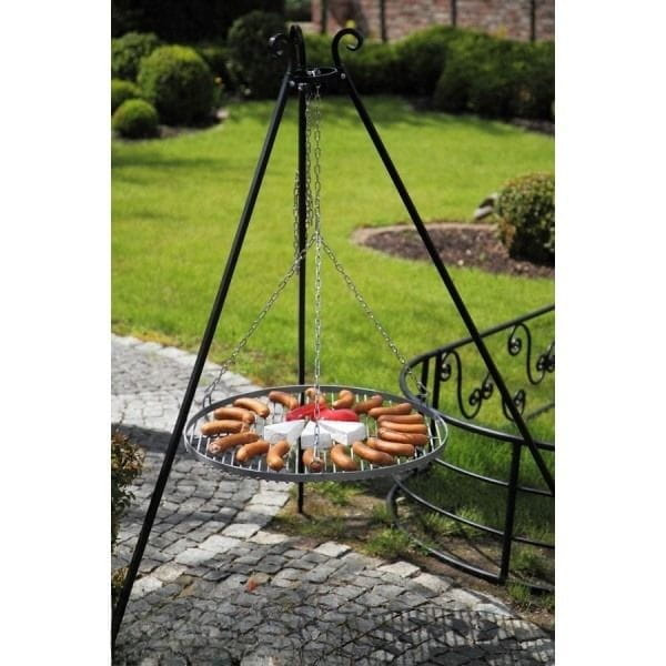 Grill na trójnogu 180 cm, TRIVO, ruszt stal naturalna, 50 cm | TYLETEGOTU