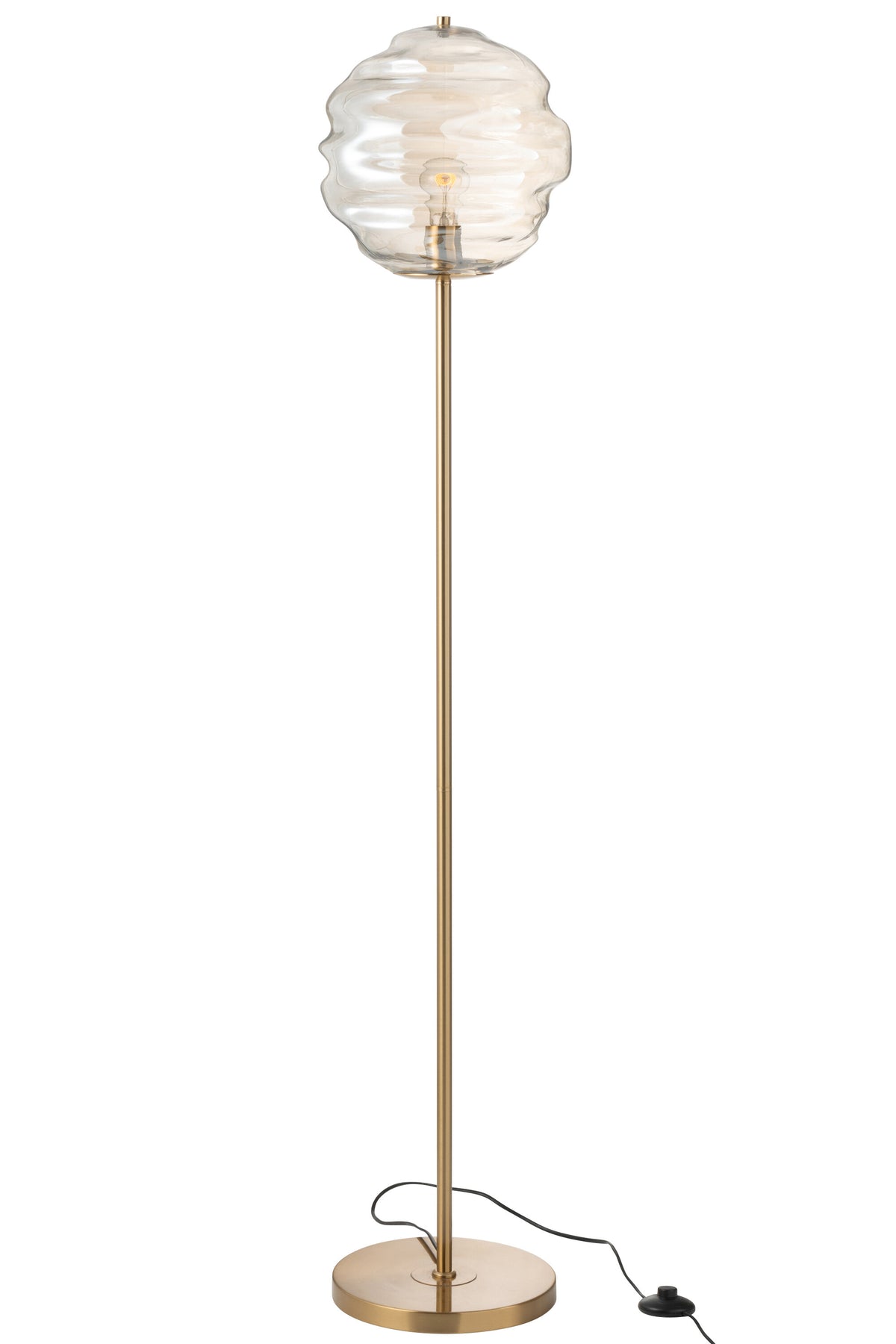 J-Line vloerlamp Bijenkorf - glas - licht cognac