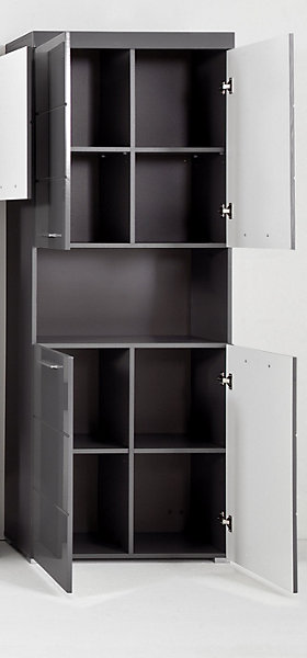 Meuble de salle de bain mélaminé - Meuble Colonne. Gris. L-H-P : 73 - 190 - 31 cm