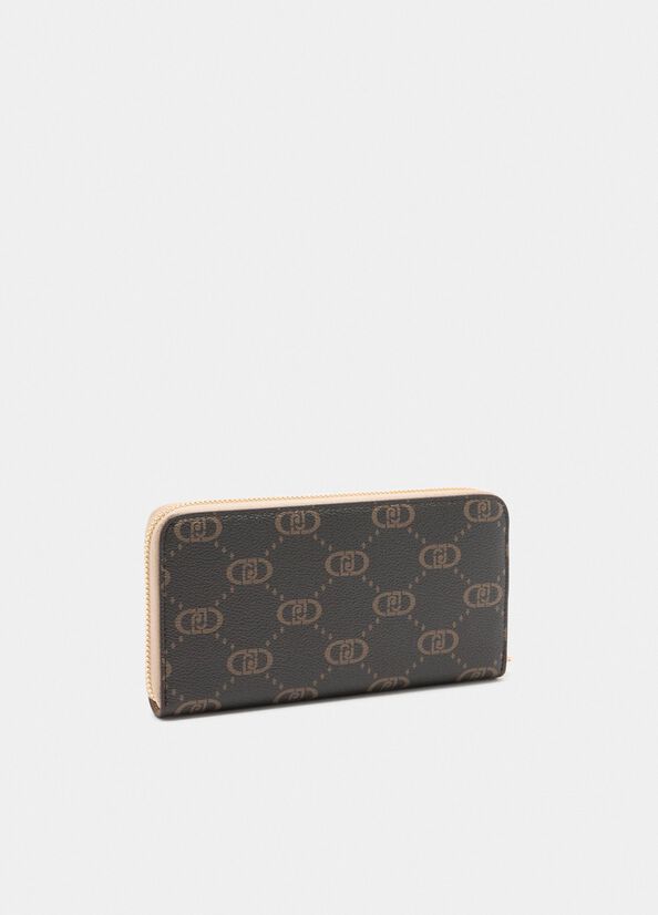 Portafoglio grande zip around con logo