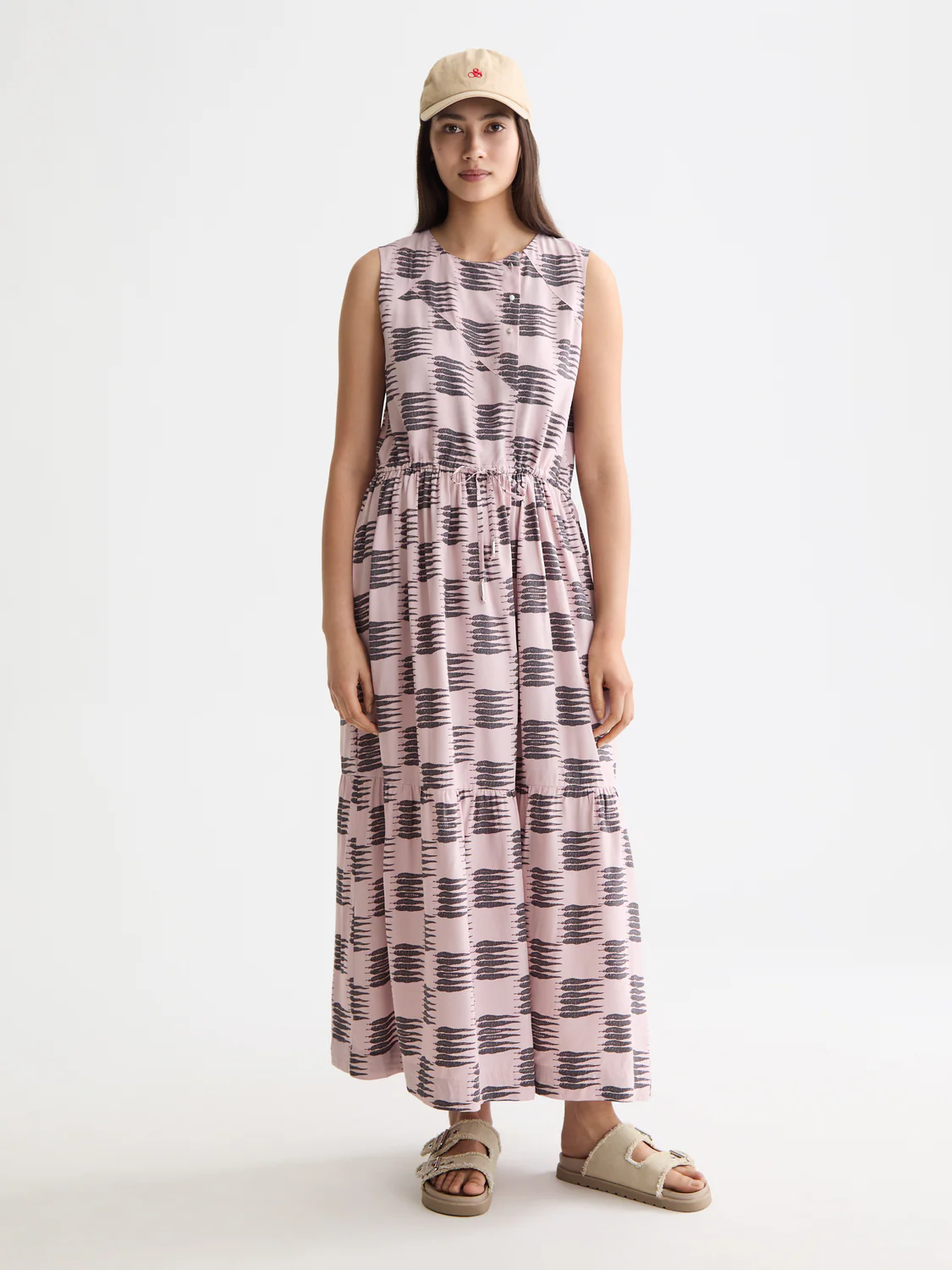 Midi Dress With Gathered Waist