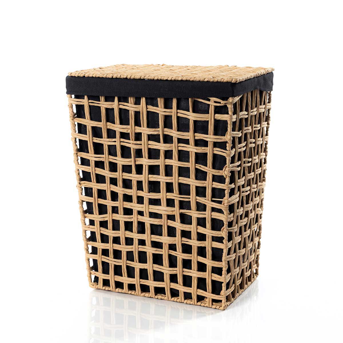 Cesto de roupa wc preto e bege 56cm