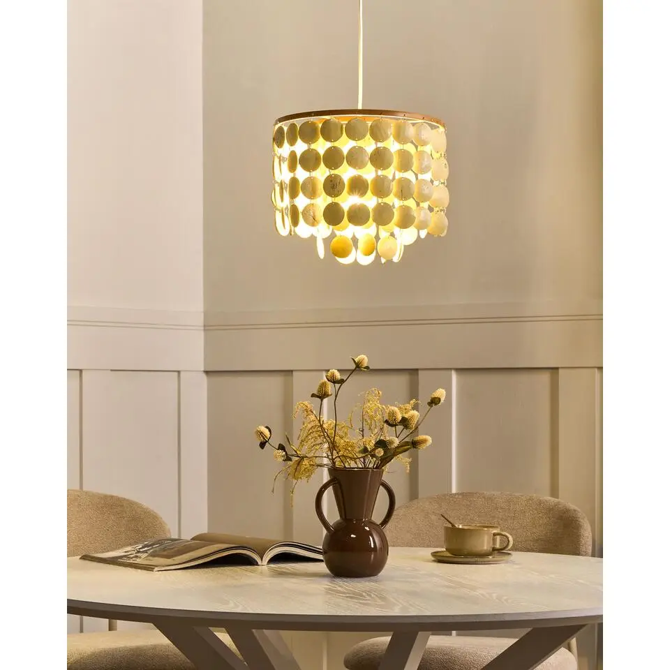 PARANGI - Kroonluchter - Lichtbeige - Kokosnootschil