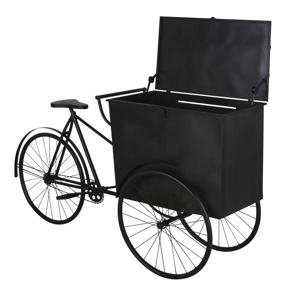 WILLOW - Déco vélo industriel avec malle en métal et fer recyclé noir