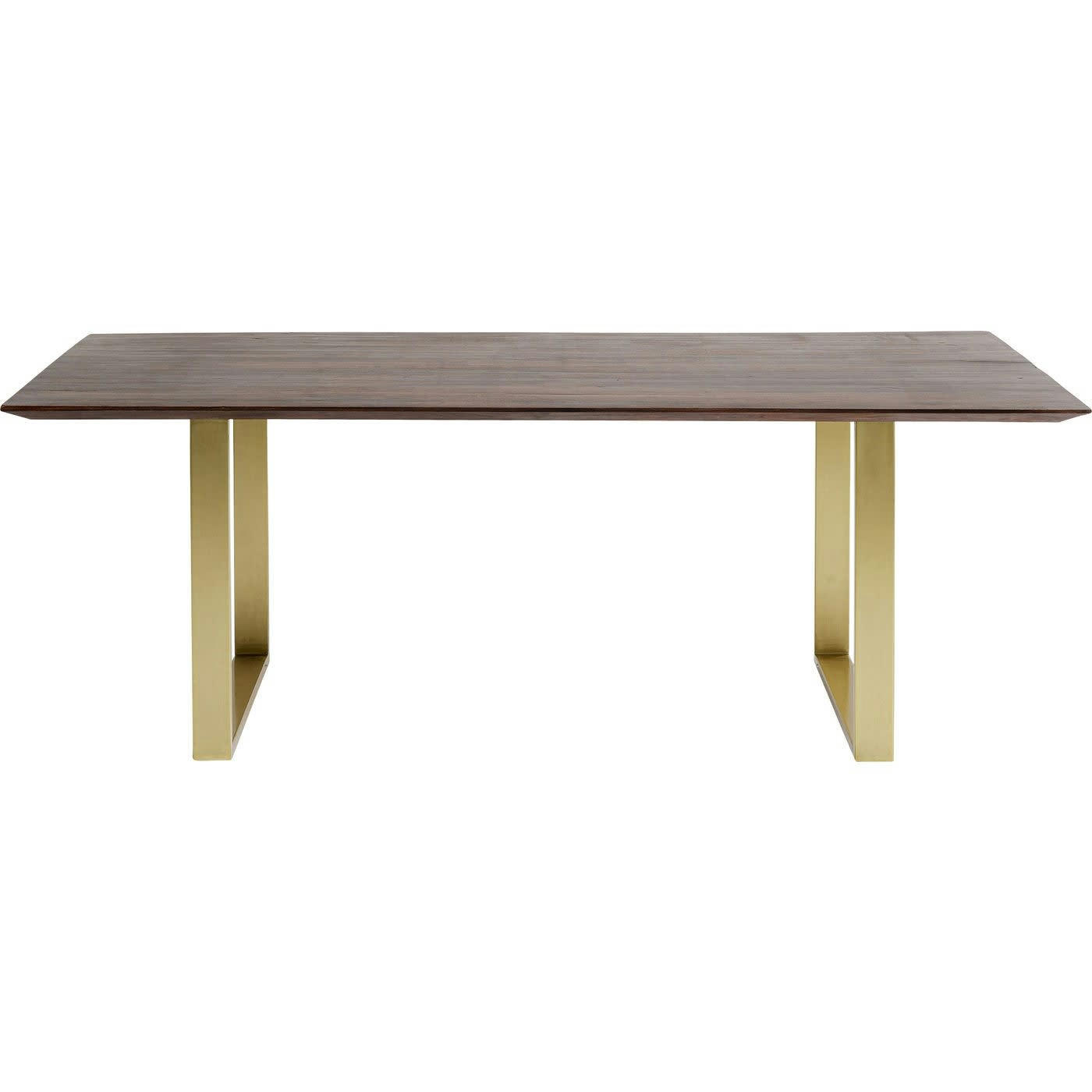 SYMPHONY - Table à manger 6 personnes acacia brun biseauté et acier laiton L160