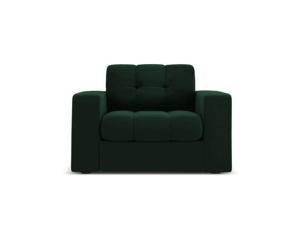 JUSTIN - Fauteuil en velours vert bouteille