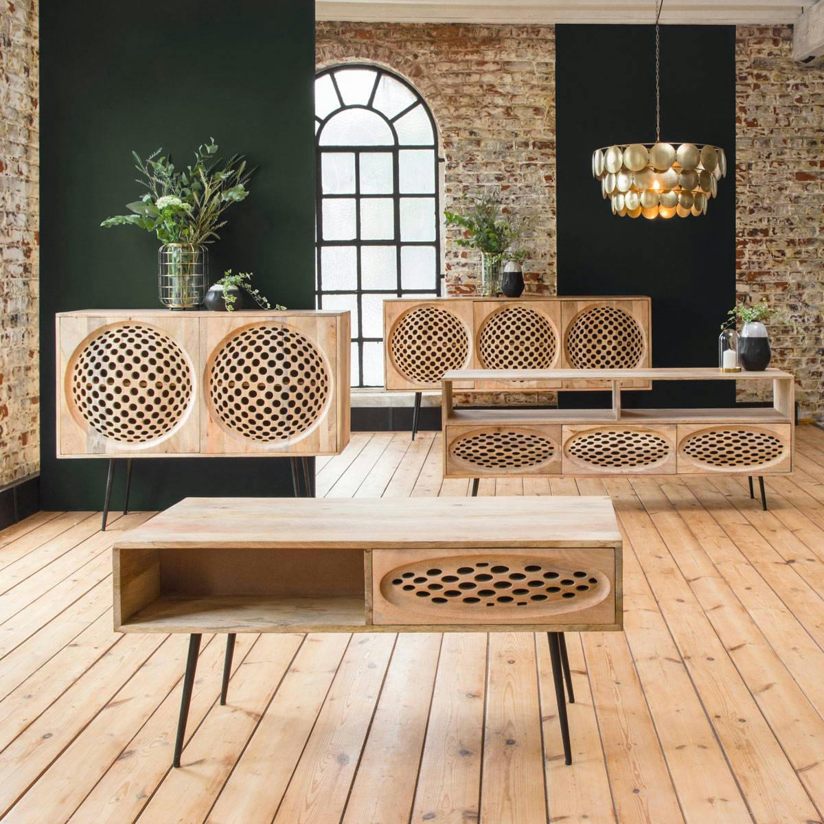 GOLF - Table basse en bois noir 110 cm