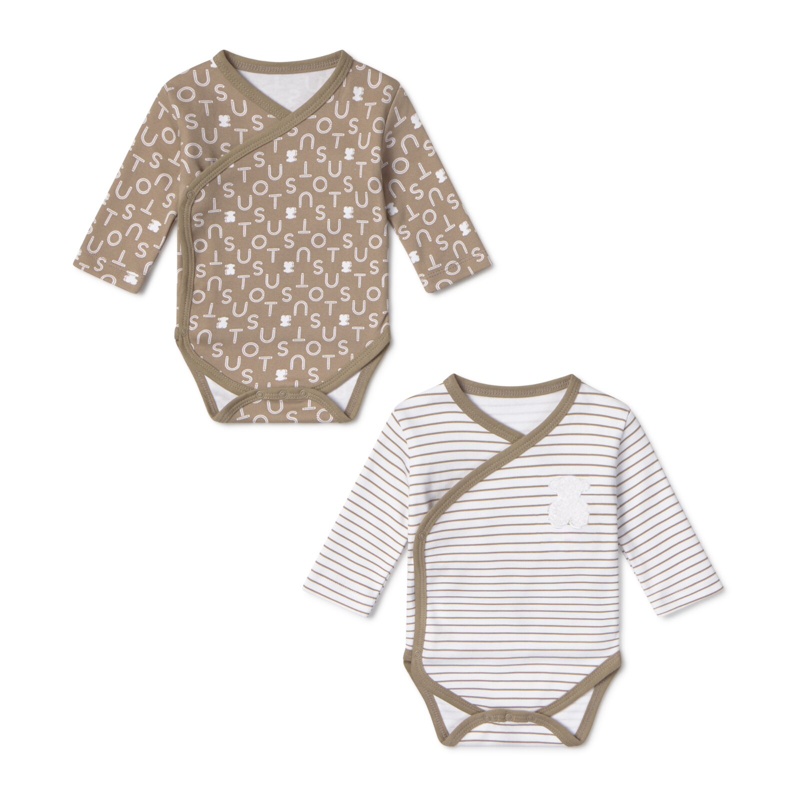 Pack de bodys de bebé cruzados Soft beige