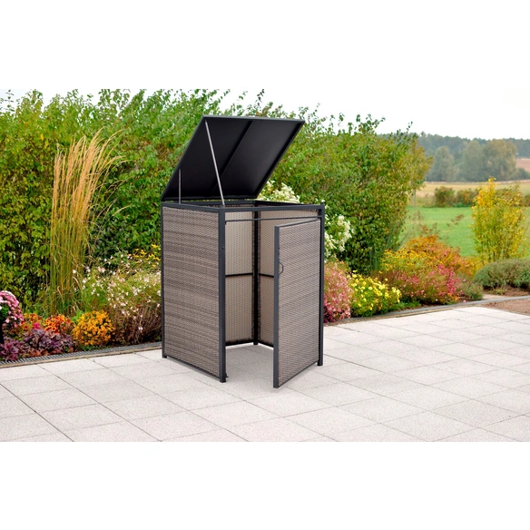 Mülltonnenbox, BxHxT: 76 x 128 x 76 cm, Aluminium/Stahl/Kunststoffgeflecht