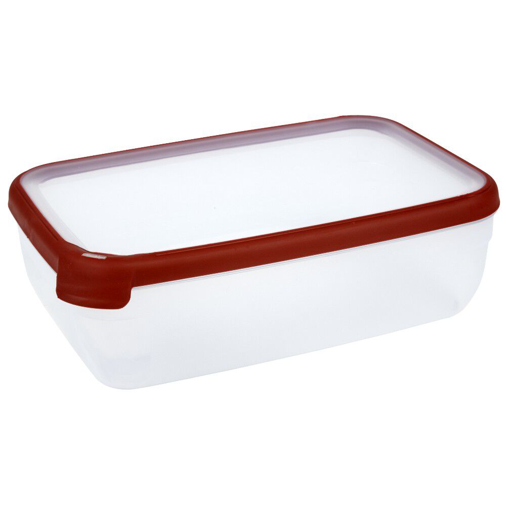 BoÎte alimentaire hermétique rectangulaire transparente et rouge 4 L