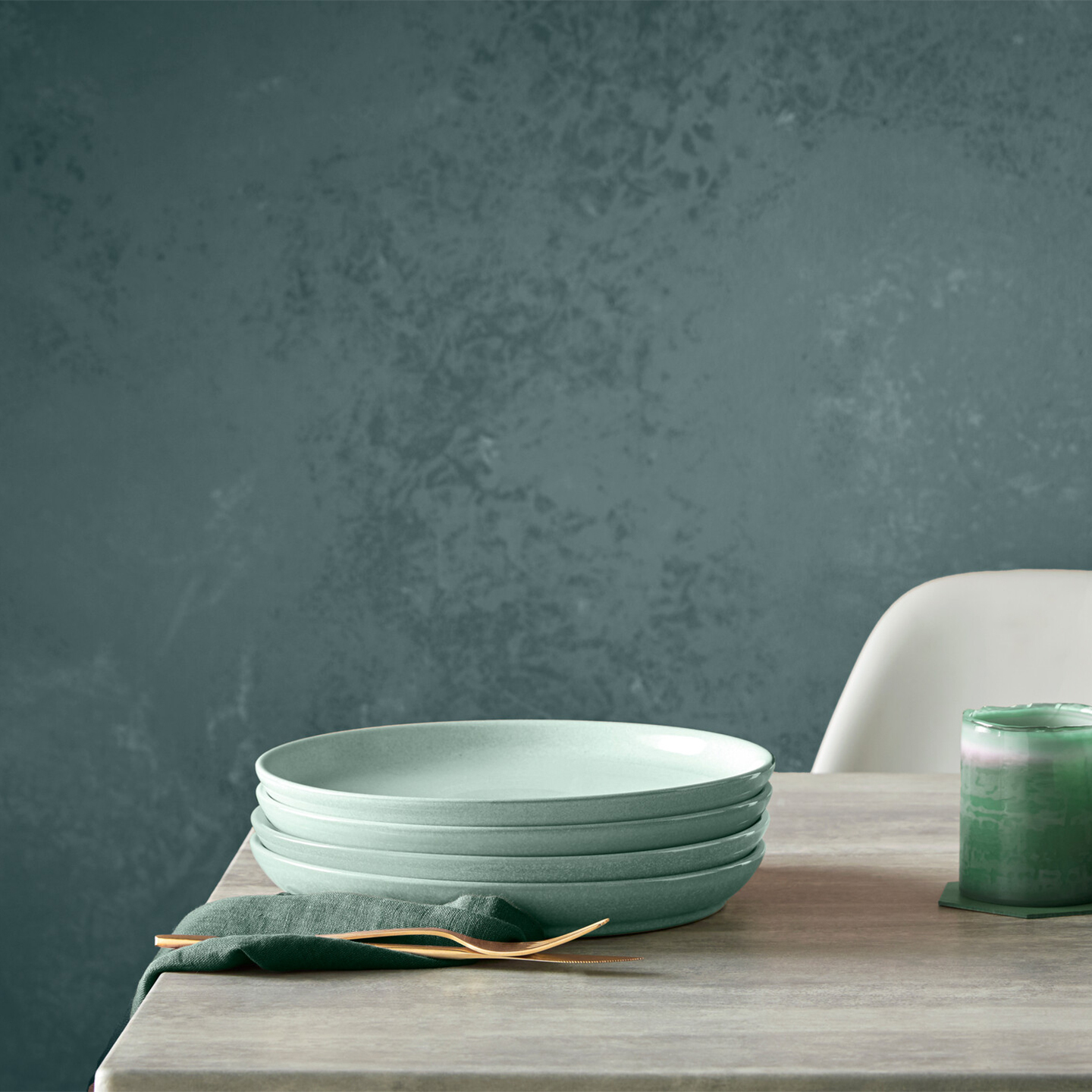 Elements Jade Light Green Coupe Dinner Plates - Set Of 4
