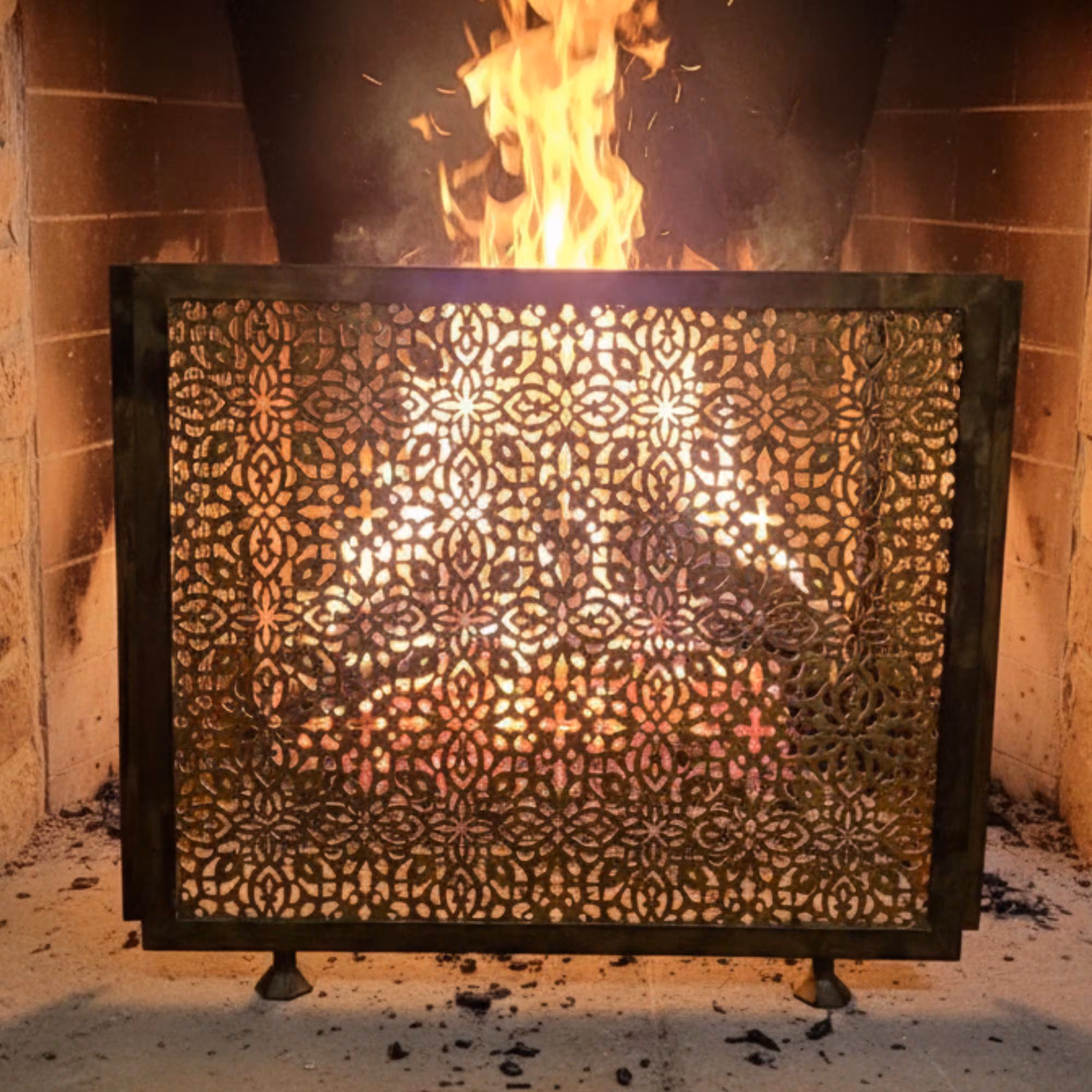 Handmade Fireplace screen with 3 panel screen, living room decor, farmhouse decor.