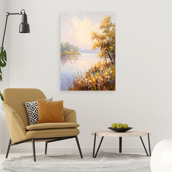 Feeby Obraz do salonu sypialni, Krajobraz Rzeka Drzewa Natura 40x60