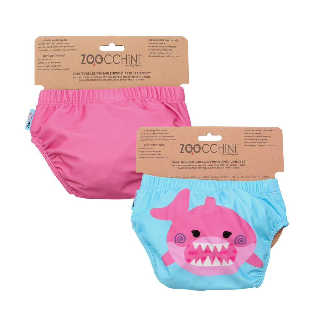 ZOOCCHINI Baby/Toddler Reusable Swim Diaper Set - Sophie the Shark, 2-pc