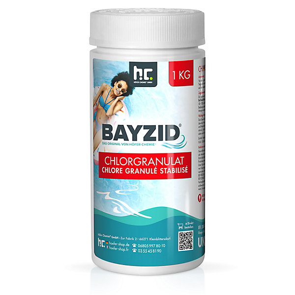 Granulé De Chlore Choc Stabilisé Bayzid, Pot De 6 x 1 Kg Pour Désinfection Rapide Et Entretien Efficace De Piscine