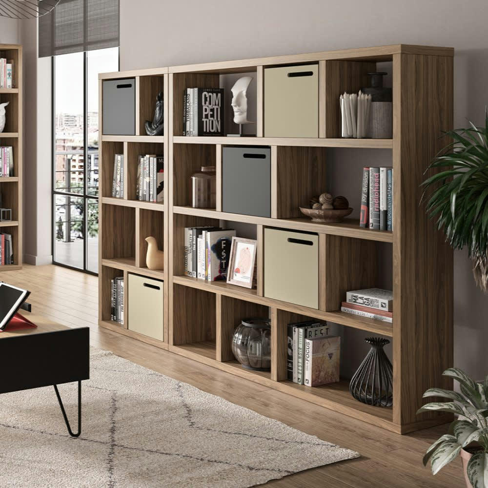 BERLIN - Bibliothèque  placage noyer