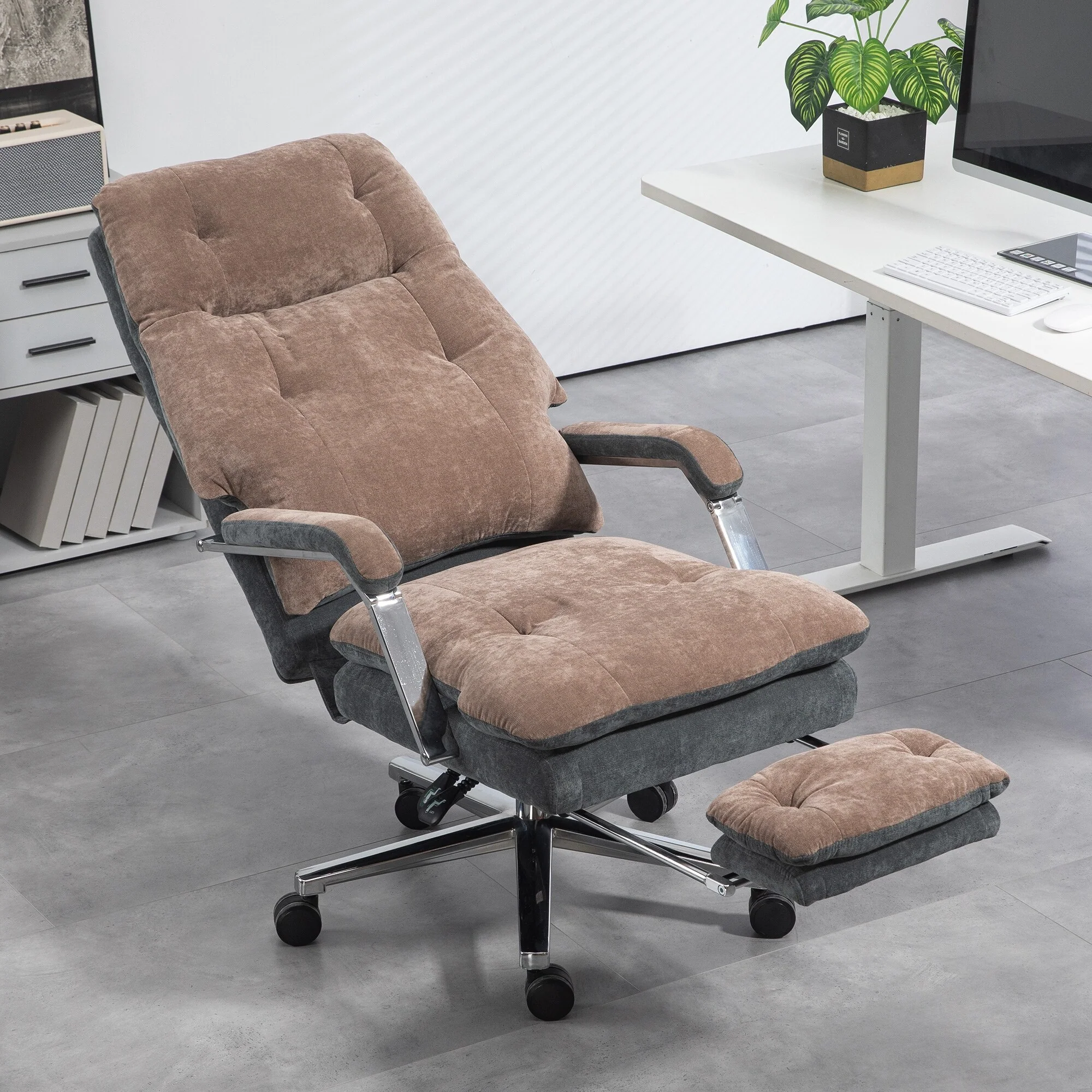 Big and Tall Office Chair 400 lbs with Double-tier Padded, High Back Reclining Computer Chair with Foot Rest, Swivel Wheels