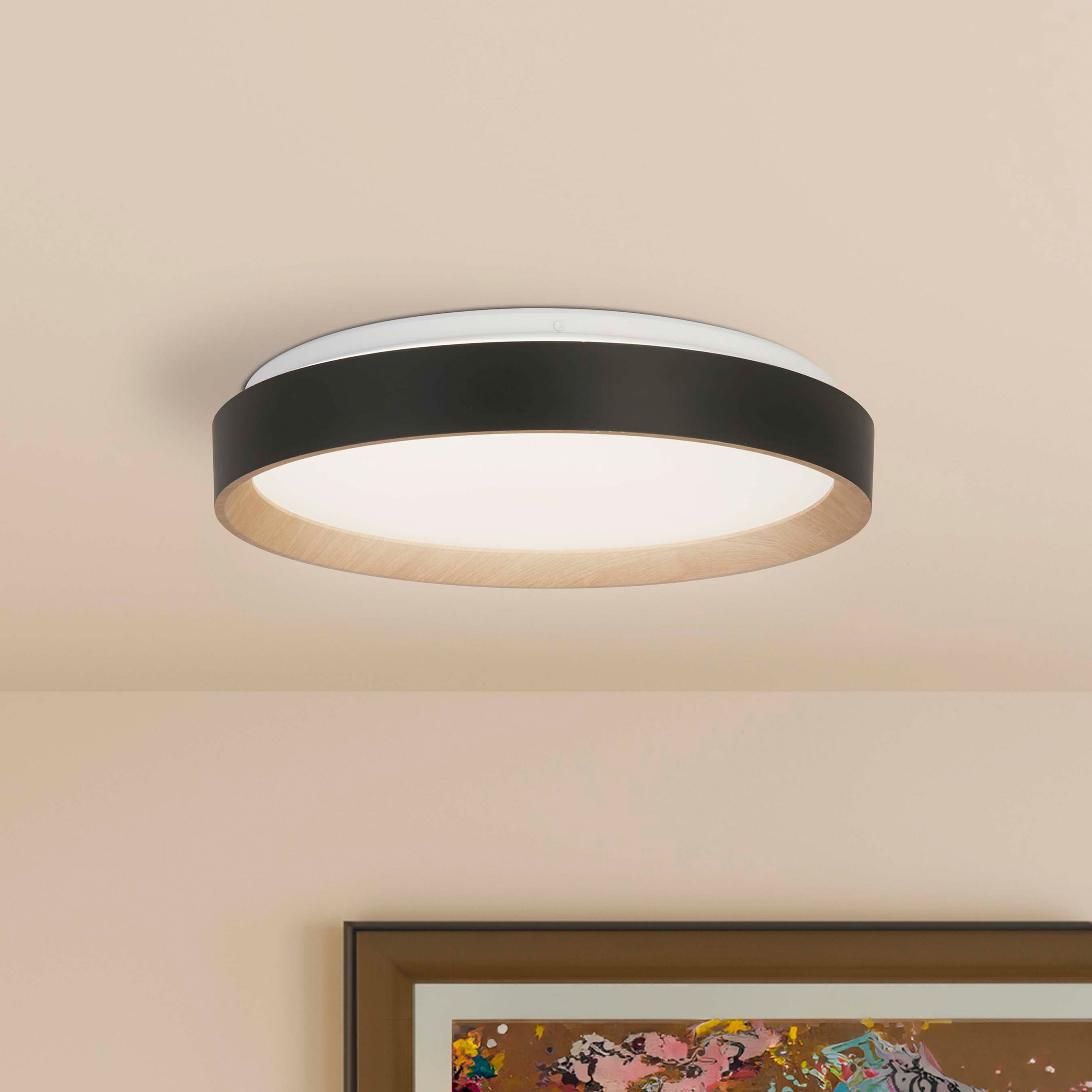 Searchlight Sorrento Plafondlamp - Zwart / Hout