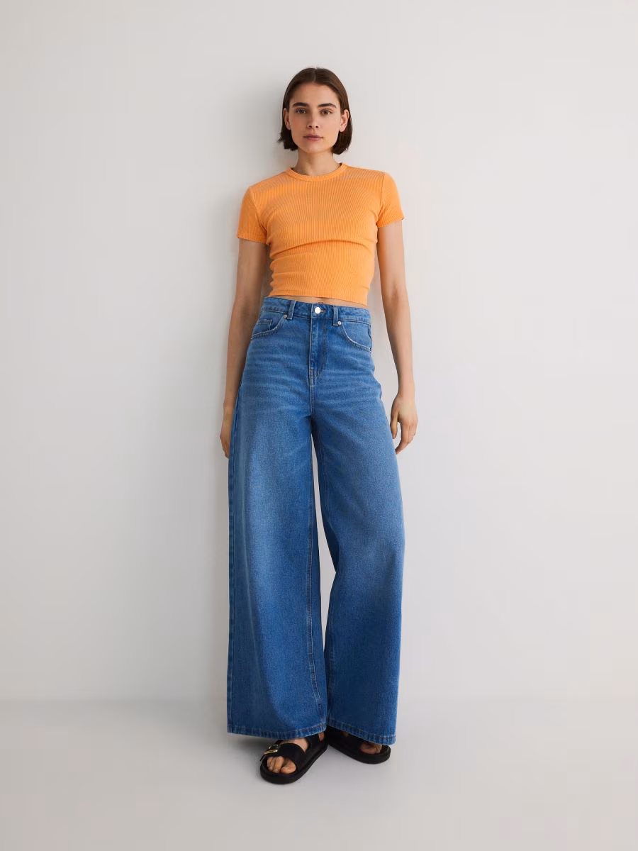 Rib Knit Cotton Rich T-Shirt