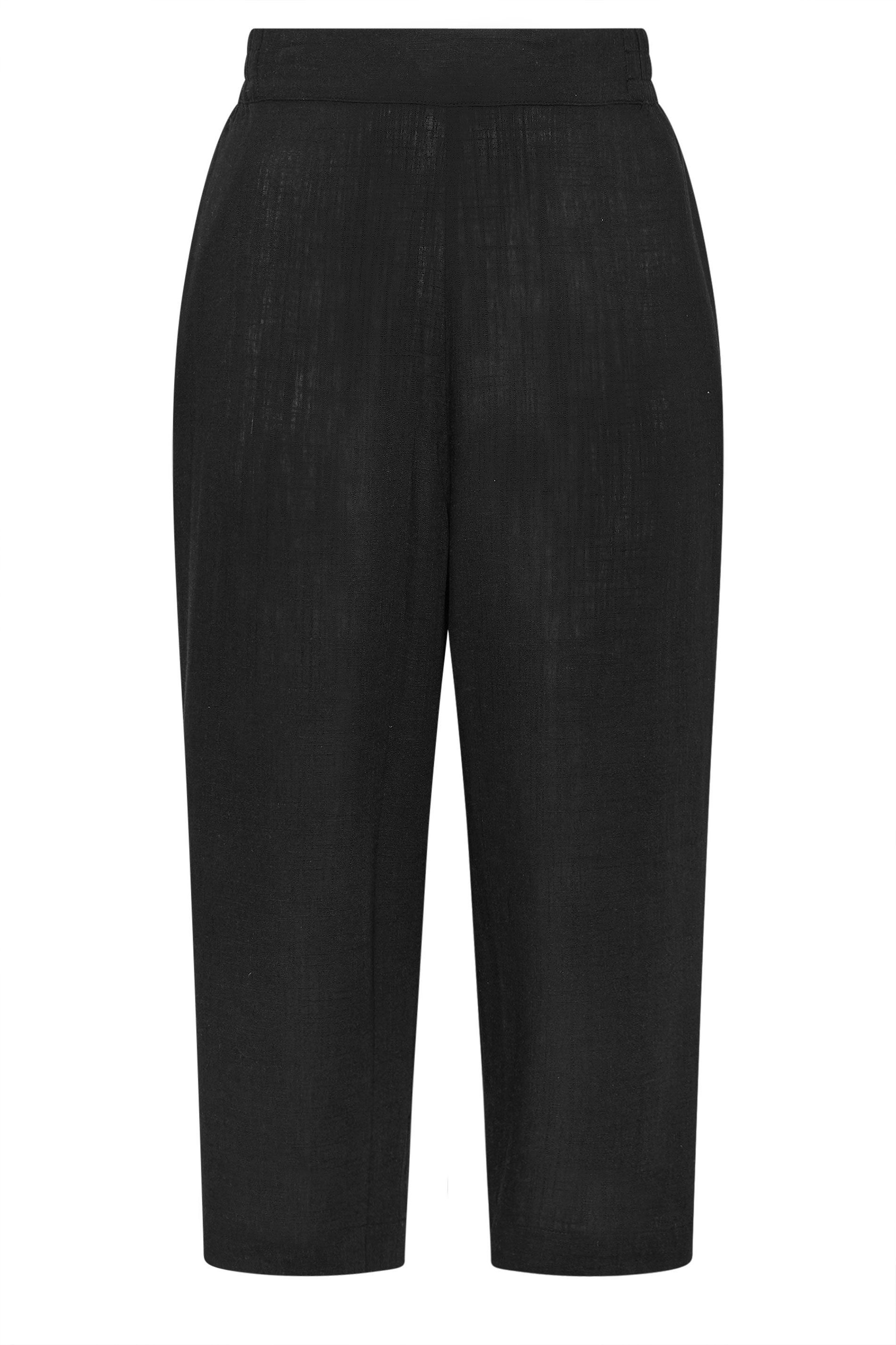Yours Linen Cropped Wide Leg Trousers