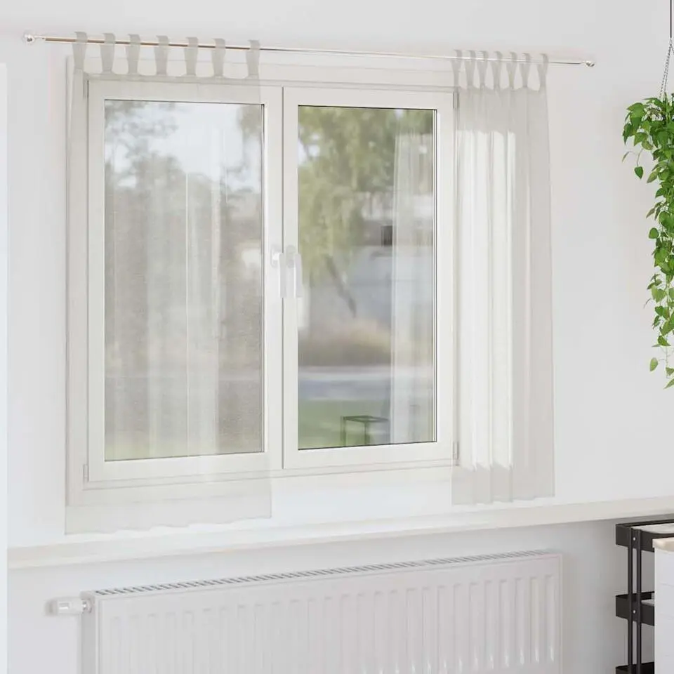 vidaXL Vitrages met lussen - Cr&egrave;me - Polyester - 140x175 cm - Set van 2