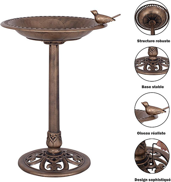 Mangeoire a Oiseaux sur Pied pour Attire Plus oiseaux Bain oiseaux avec Une Plateau Bronze