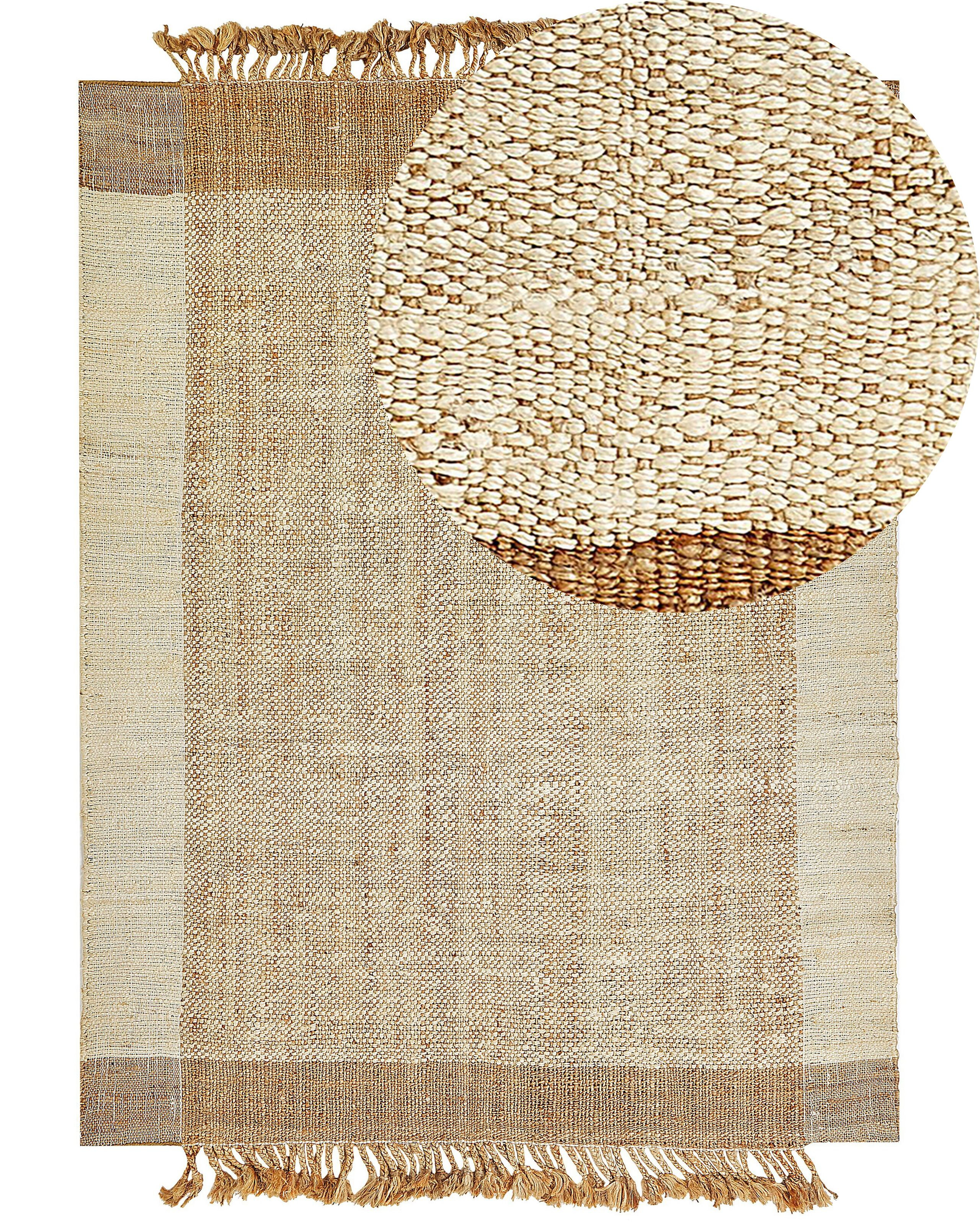 Dywan 160x230 cm z juty ręcznie pleciony beżowy