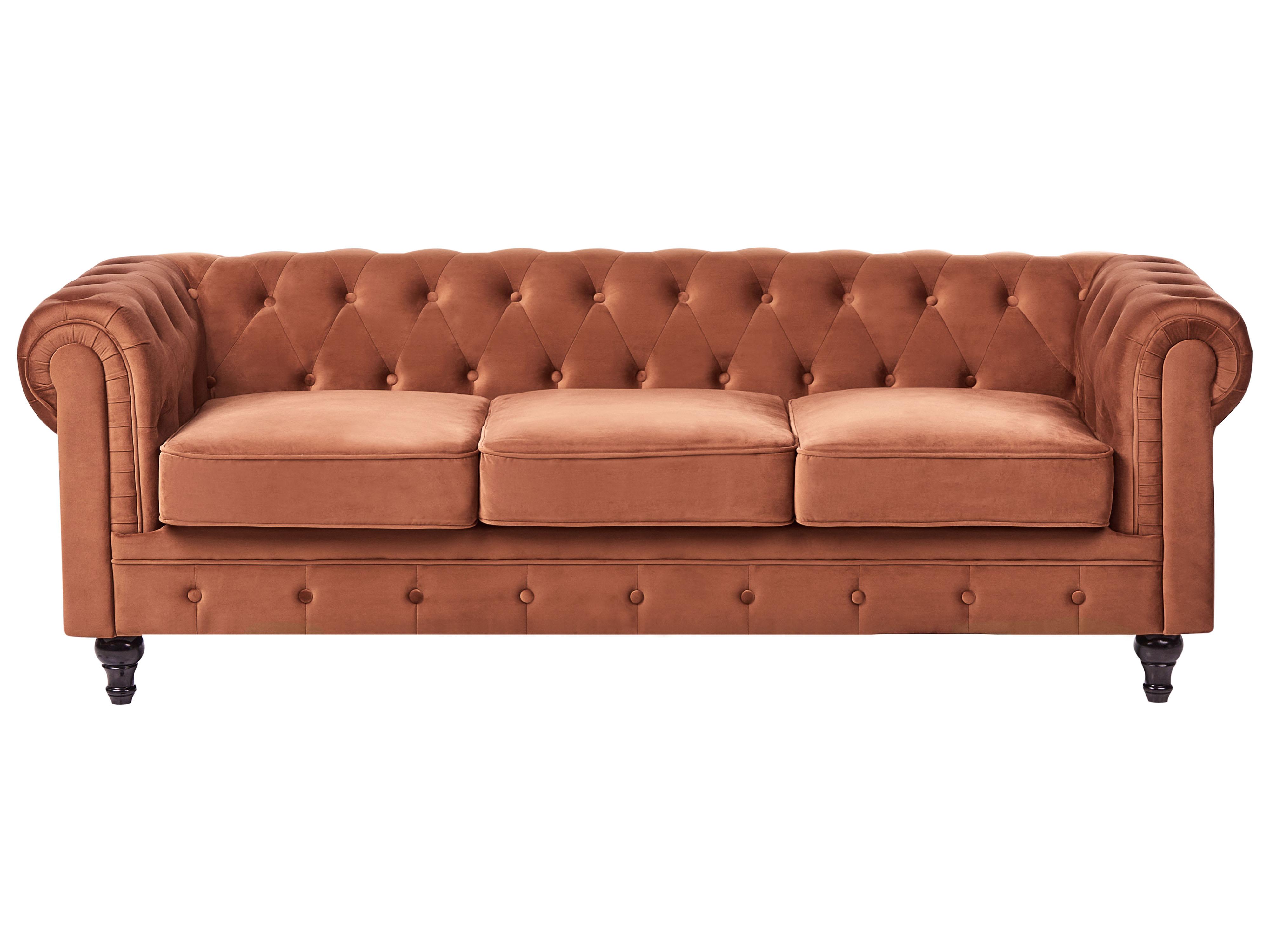 Armchair CHESTERFIELD Velvet Golden Brown