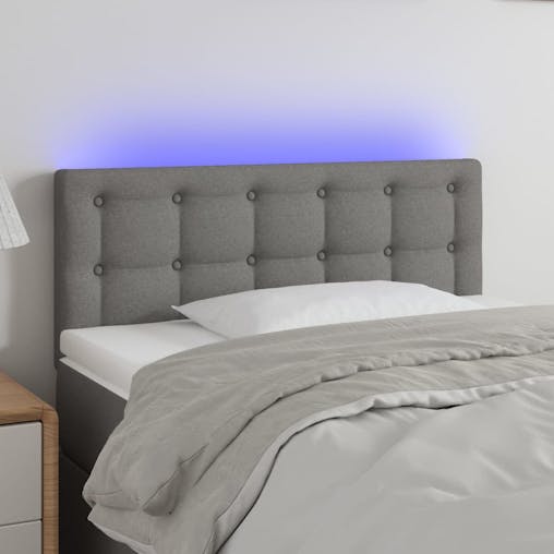 NNEVL LED Headboard Dark Grey 100x5x78/88 cm Fabric