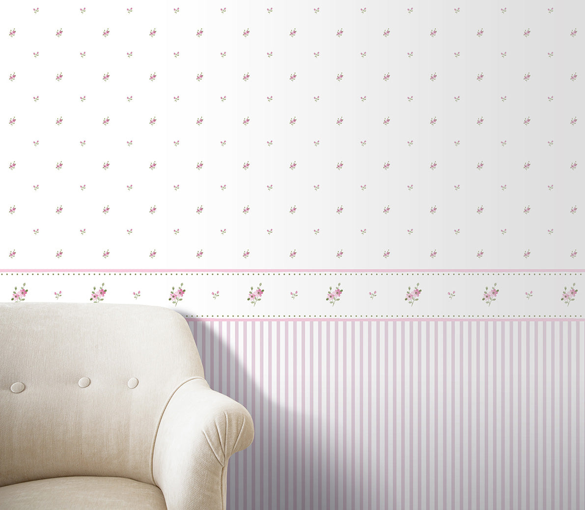 Sanders & Sanders behang bloemetjes vergrijsd groen, paars en wit - 53 cm x 10 m - 640408